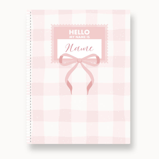 Girls Customizable Coloring Book (Gingham Bow)