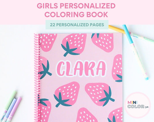 Girls Customizable Coloring Book (Strawberry Fields)