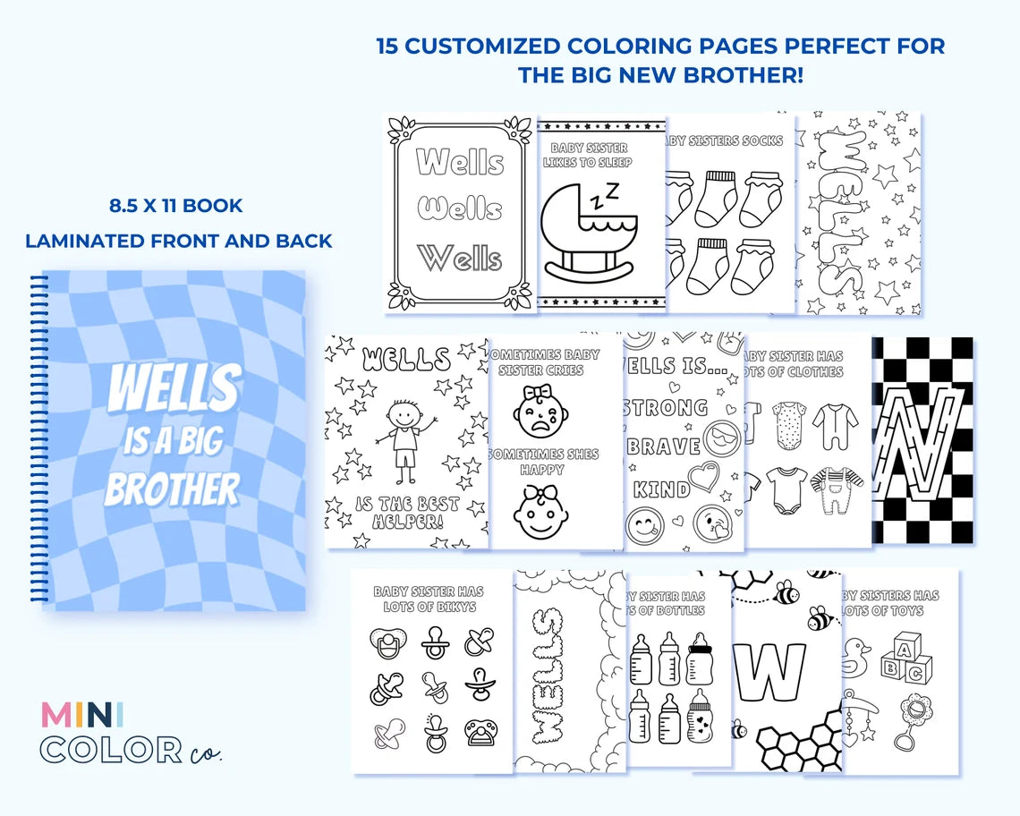 Big Brother Gift Custom Coloring Book (Blue Checker)