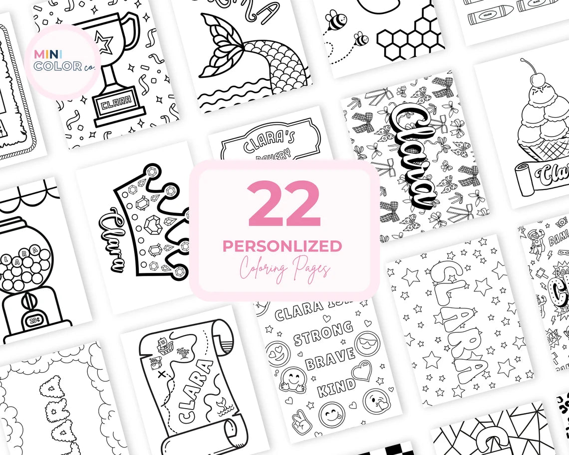 Girls Customizable Coloring Book (Strawberry Fields)